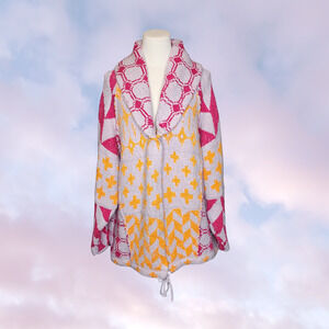 Free People Bright Optimistic Cardi Cardigan Wrap Style Button Up Chunky Knit L